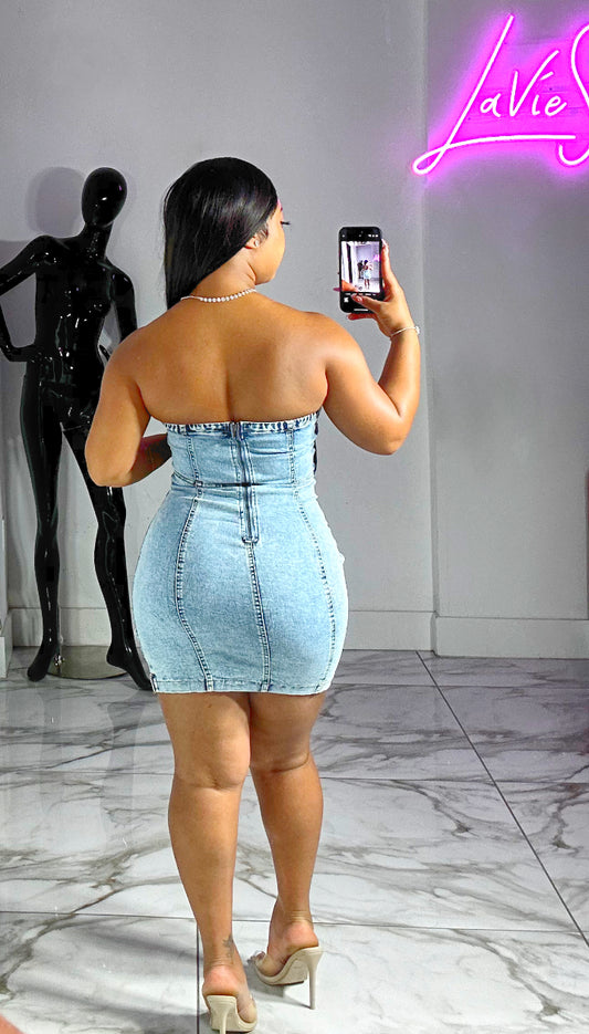 Sasha denim Tube dress
