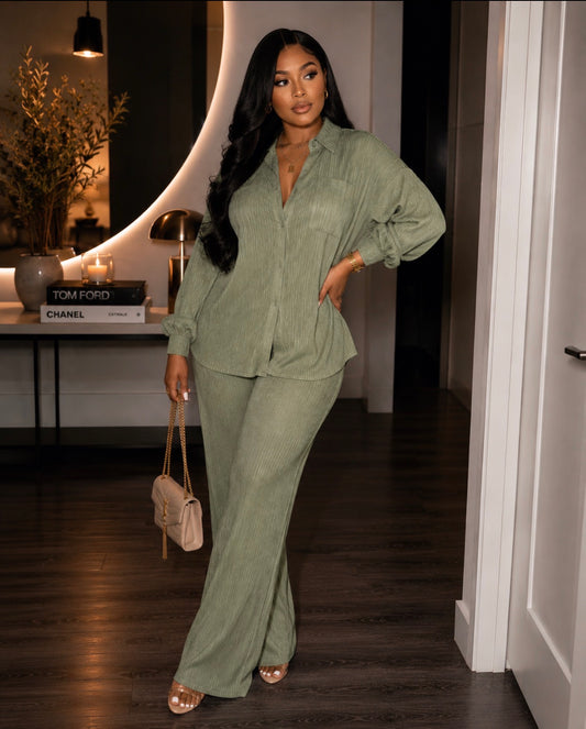 Bella 2pc Pants Set (Green)
