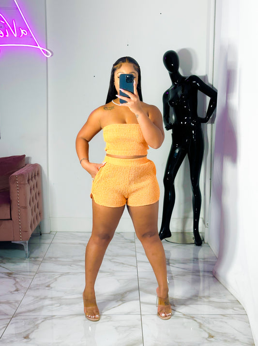 Onika orange short set