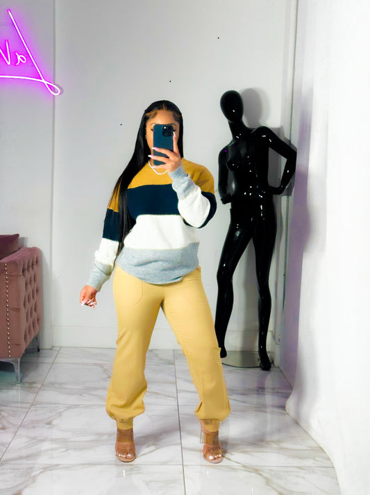 Tri stripe sweater top