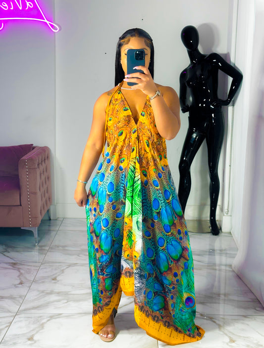 Printed lavishly (Peacock Dress)