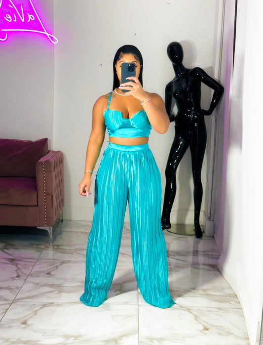Ocean Blue satin Set