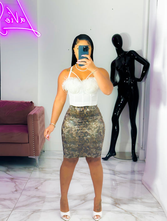 White feather bust top