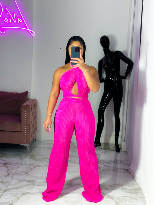 Pinky Pleated pants Set