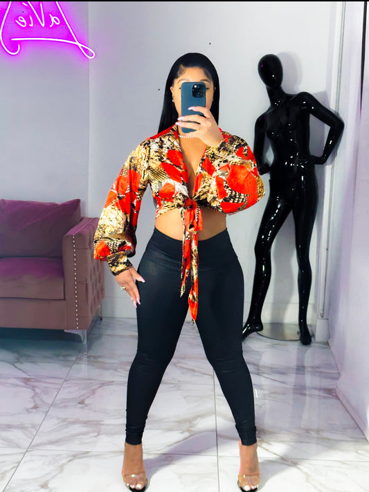 Lavish print Red top