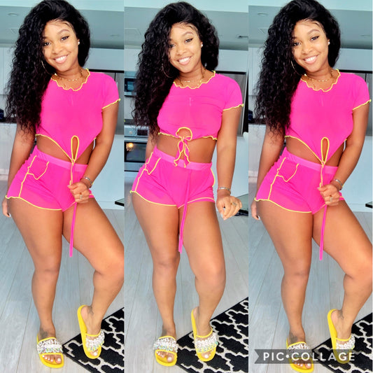 Think Pink short set
