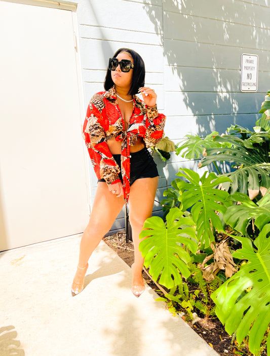 Lavish print Red top