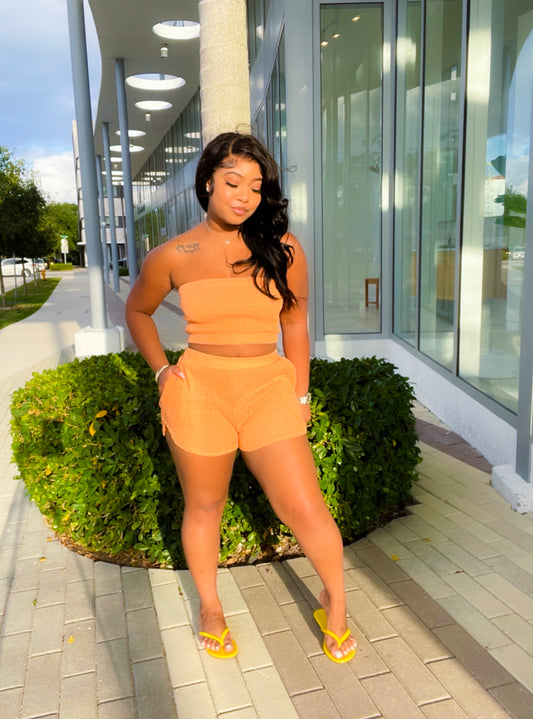 Onika orange short set