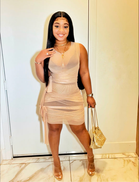 Nude bae wrap Dress