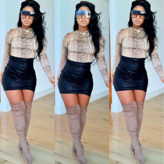 Black Snake print Skirt