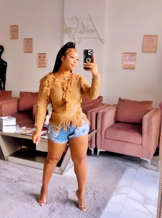 Mocha Shred Sweater Top