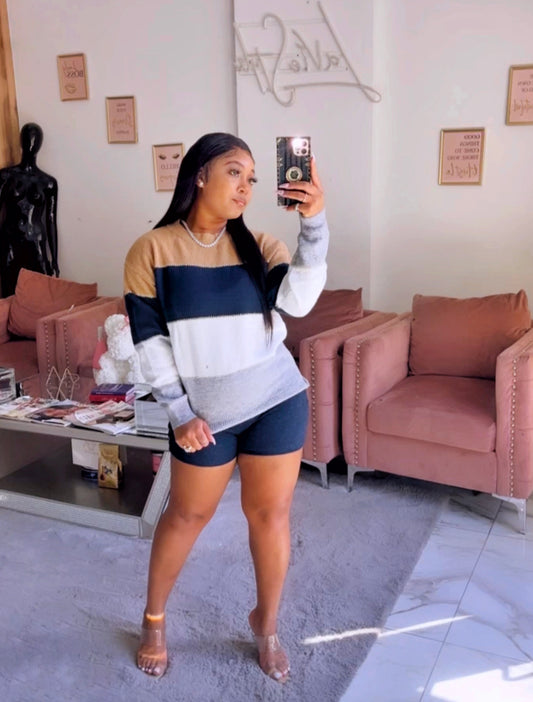 Tri stripe sweater top