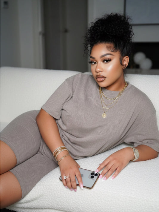 Mocha chill short set