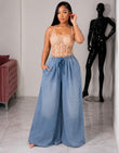 Denim pallazo flow