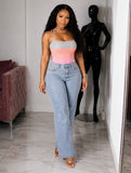 Pink gray body cross top