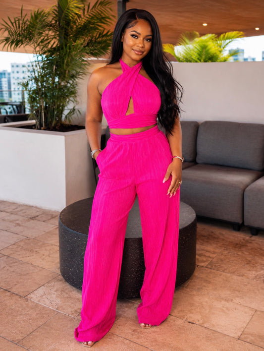 Pinky Pleated pants Set