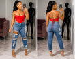 Red Lace bust Top