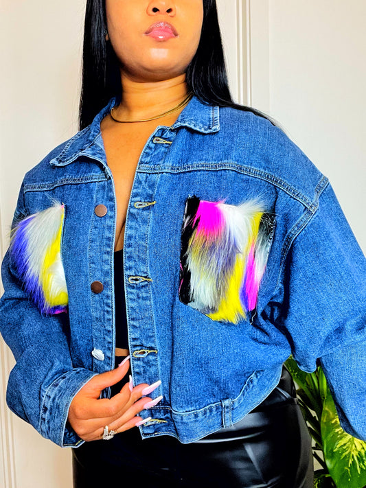 Fur detailed Denim jacket